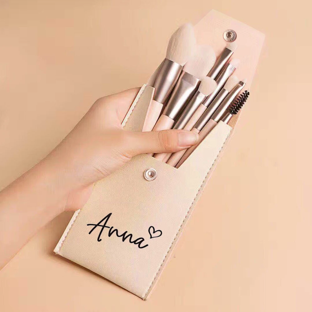 8Pcs Personalized Travel Makeup Brushes Bag Bridesmaid Gift Wed Wedding Bridal Shower Favors Bachelorette Party Gift For Her