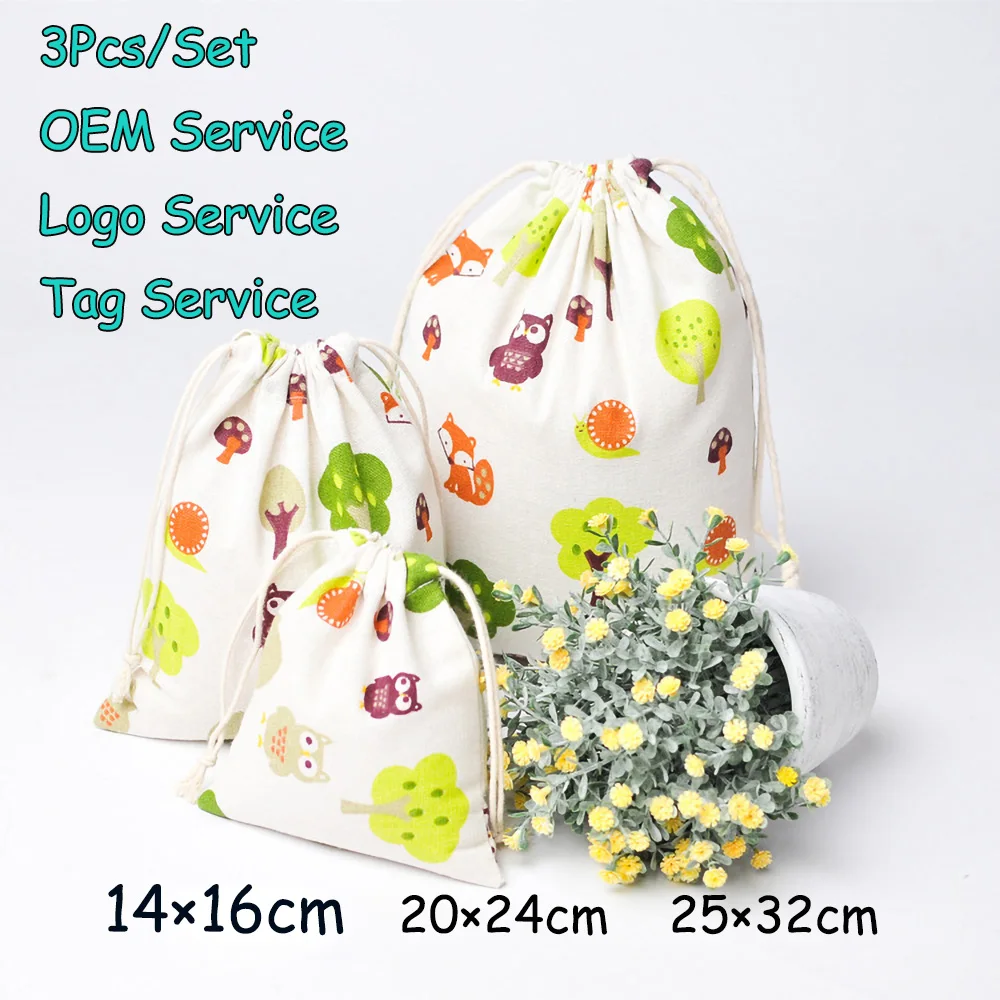 3Pcs/Set Fruit Drawsting bag Jewlery Organizer Perfume Gift Bag Dry Flower bag  Brush Kit Pouch Fragrance Aroma Pouch