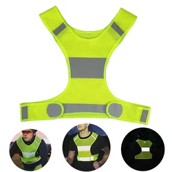 Chaleco reflectante de seguridad para motocicleta, ropa fluorescente de alta visibilidad para trabajo de construcción, tirantes, color amarillo