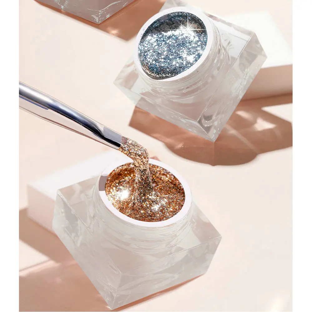 Neue Glitter Gel Polnische Shiny Platin Nagel Gel 5ml Nail art Blinkende Weg Tränken UV Semi Permanent Hybrid Vernis lack Lack – Detail 18