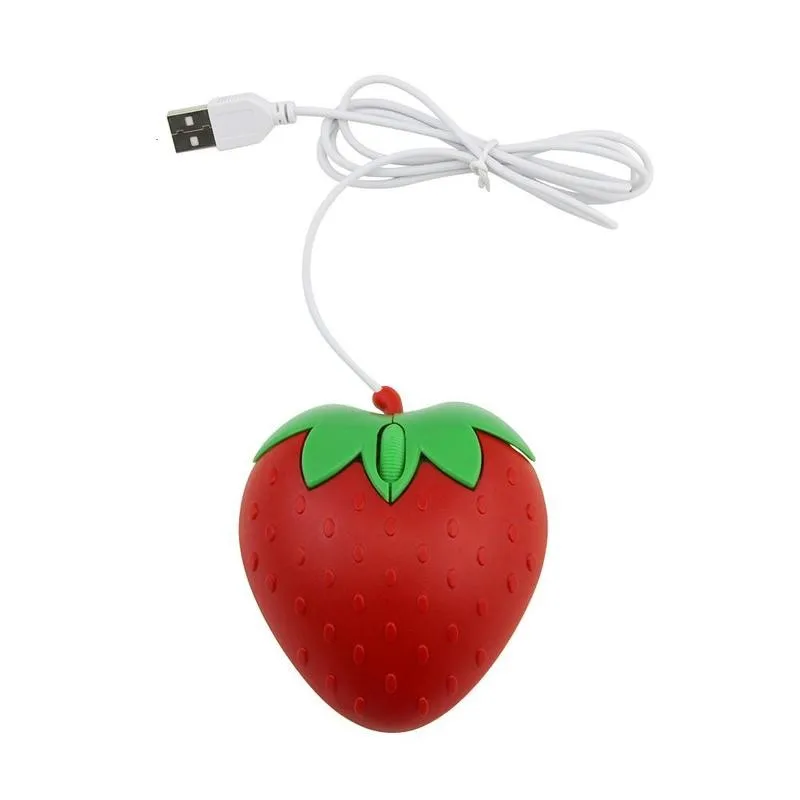 3D Mini Cute Cartoon Strawberry Wired Mouse USB Optical Mice For Laptop PC Gamer Girl Strawberry Mouse Computer Mouse Gaming