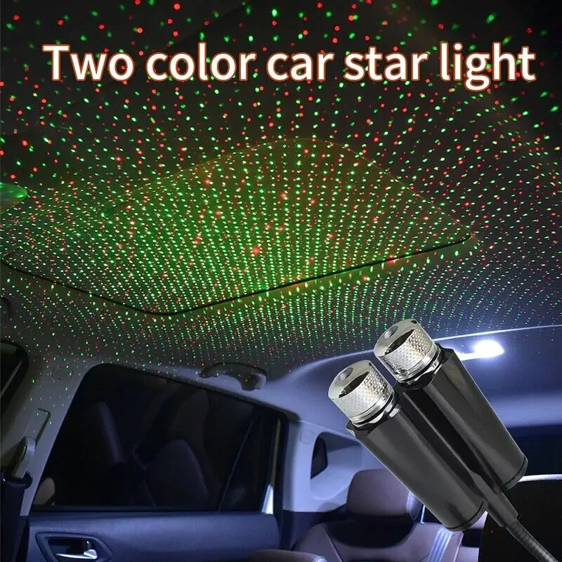 Romantic Dual Color Sound Activated LED Starry Sky Night Light 5V USB Galaxy Lamp for Car Roof Atmosphere Ambient Projector