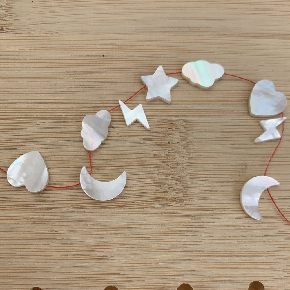 Natural Mother of Pearl Shell Beads Star Heart Moon Cloud Lightning Spacer Bead For DIY Jewelry Handwork Making Accessories