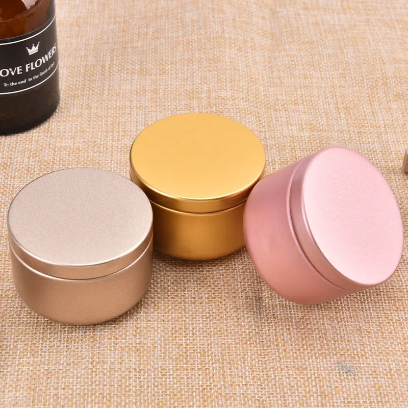 1PC Solid Color Elegant Flower Tin Box DIY Candle Jar Balm Round Empty Case Portable Lipstick Spices Storage