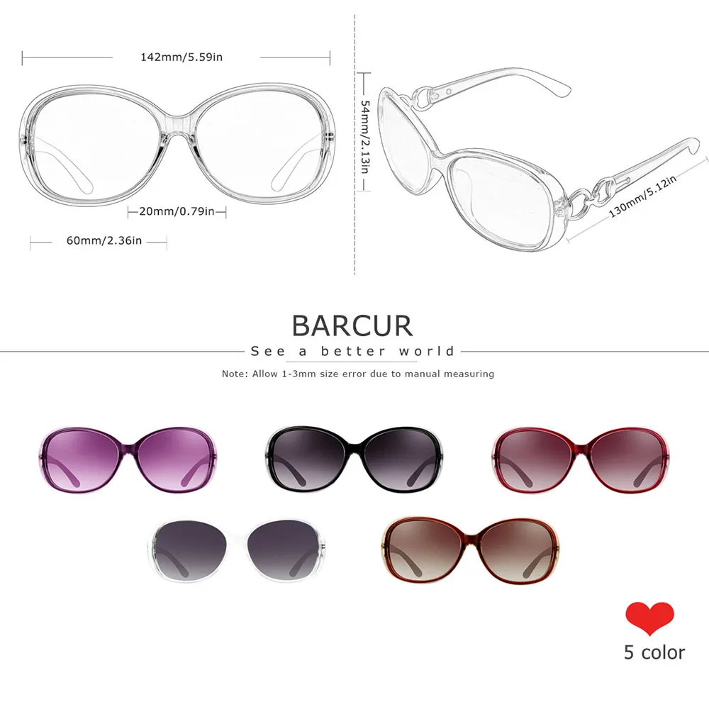 BARCUR Polarized Vintage Women Sunglasses Round Gradient Sun glasses Women UV400 gafas oculos de sol masculino