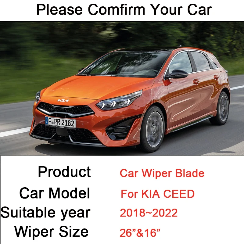 Car Front Windshield Wiper Blades for KIA Pro Ceed CD 2018 2019 2020 2021 2022 Two Frameless Rubber Snow Scraping Accessories