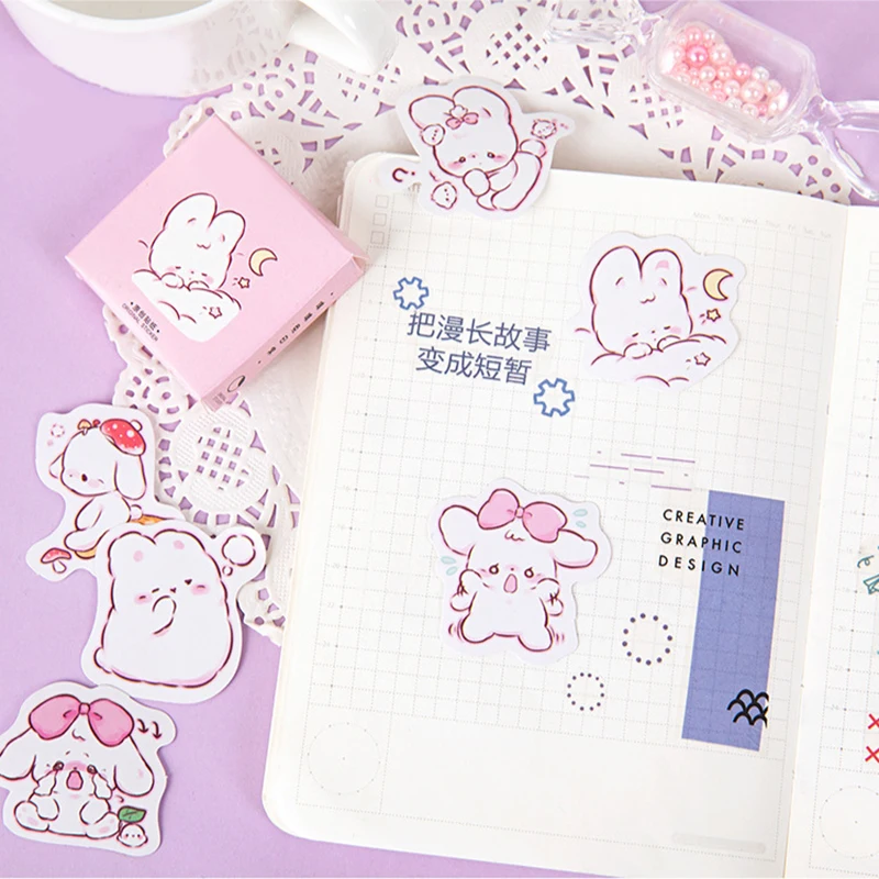 45 pcs/pack roztomilá králík denně kawaii ozdoba nálepky plánovač scrapbooking papírnictví japonský deník  lepidlo nálepky