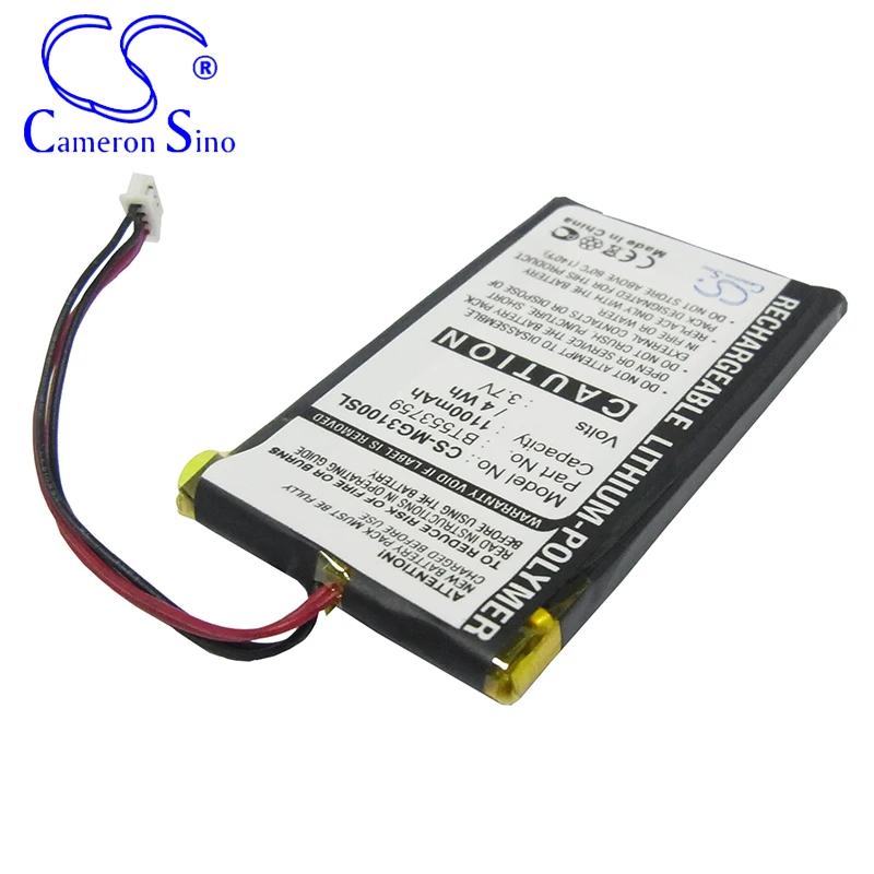 CameronSino – batterie pour typhon MyGuide 3100, pour GPS BT553759, pour navigateur 1100mAh, 3.70V, li-polymère noir