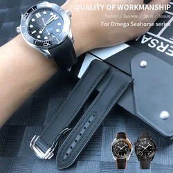 20mm 21mm 22mm Nylon Leather Rubber Watch Band Fit For Omega Seamaster 300 Planet Ocean 600 Black Canvas Orange Silicone Strap