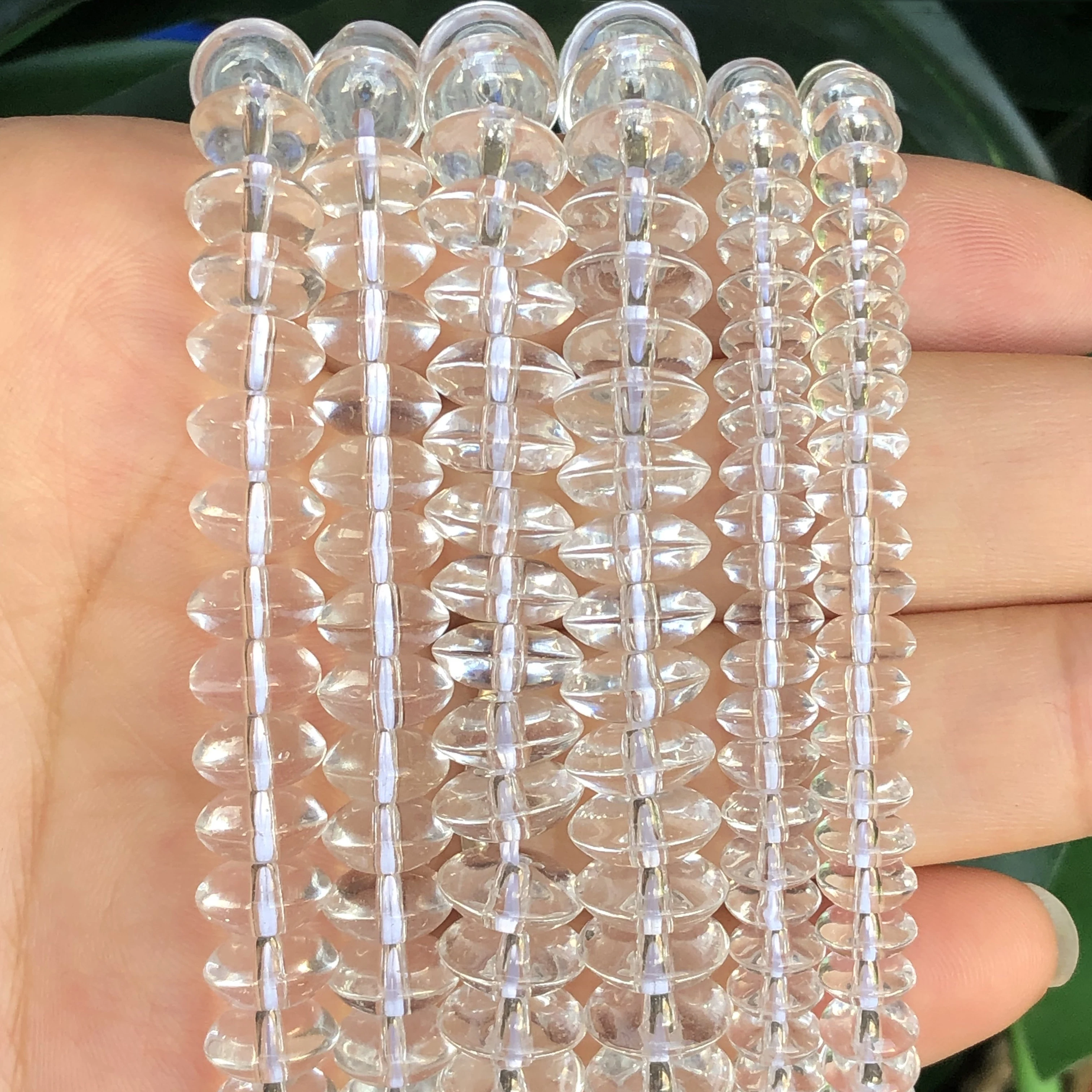 Natural Rondelle Transparent Quartz Crystal Beads 6 8 10mm Round Loose Clear Glass Beads For Jewelry DIY Bracelet Accessories
