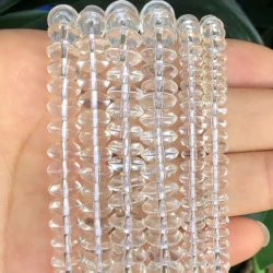 Natural Rondelle Transparent Quartz Crystal Beads 6 8 10mm Round Loose Clear Glass Beads For Jewelry DIY Bracelet Accessories
