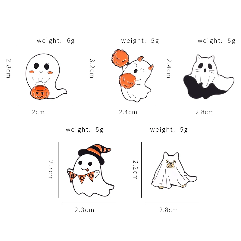 XEDZ Halloween Badge Ghost Wizard Cat Pumpkin Metal Enamel Pin Cute Cartoon Lapel Backpack Brooch Clothes Jewelry Gift For Kids