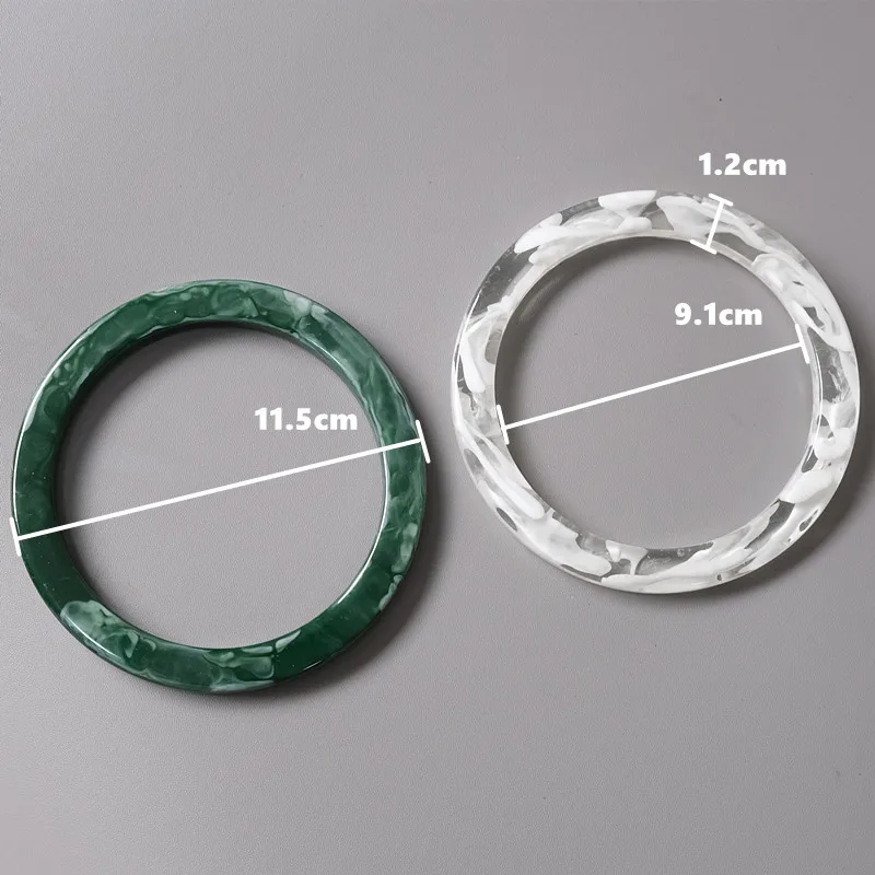 New Woman Bag Accessory White Green Acrylic Resin Bag Parts Luxury Handcrafted Wristband Women Replacement Bag Handle Circlet