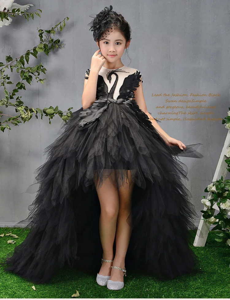 

Beading Ball Gown Kids Pageant Dress Luxury Girl Dresses Birthday Stunning Swan Feather Princess Dress Cosplay Costume gifts