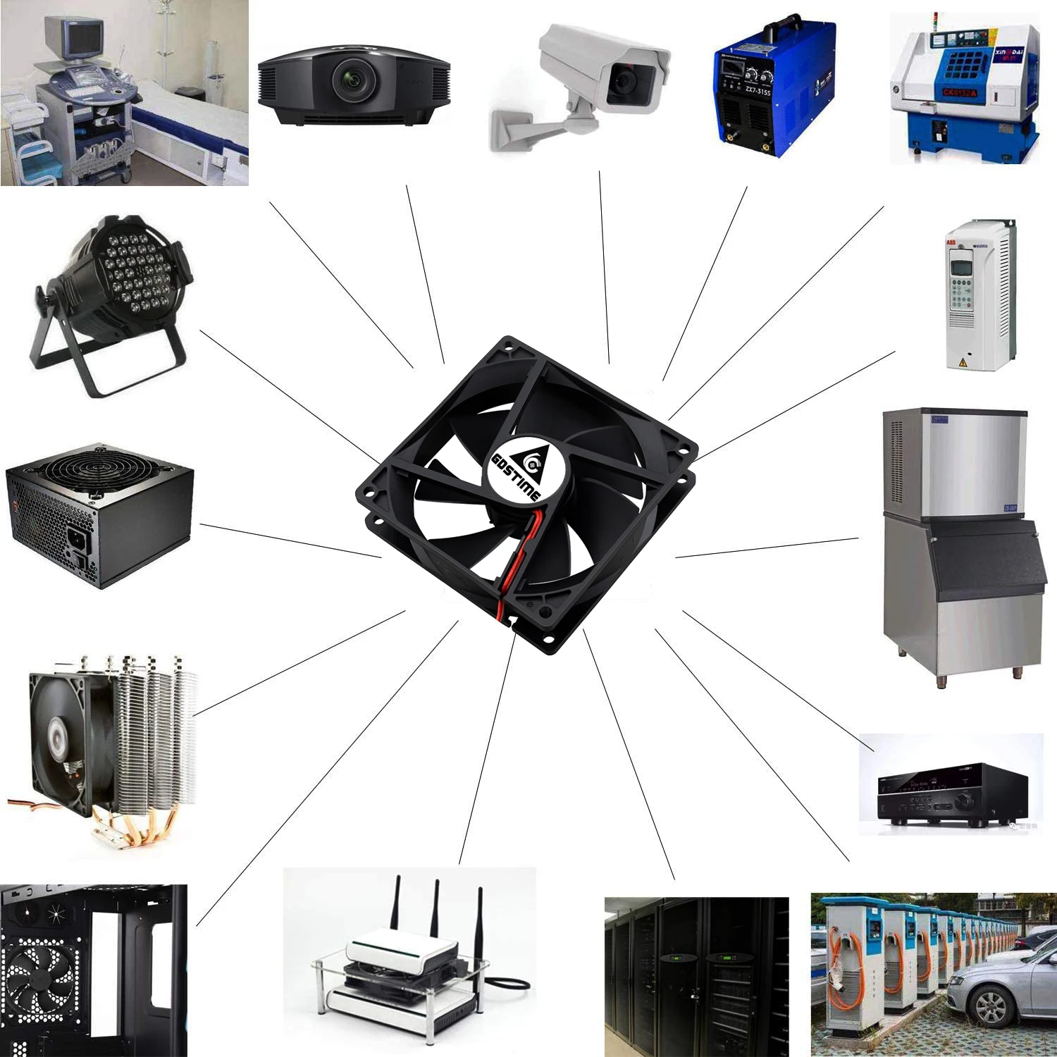 Gdstime 90mm 5V 12V 24V 2PIN 3PIN USB Brushless DC Cooling Fan 92mmx92mmx25mm PC Case Exhaust Radiator Cooler Fan 9225 9cm