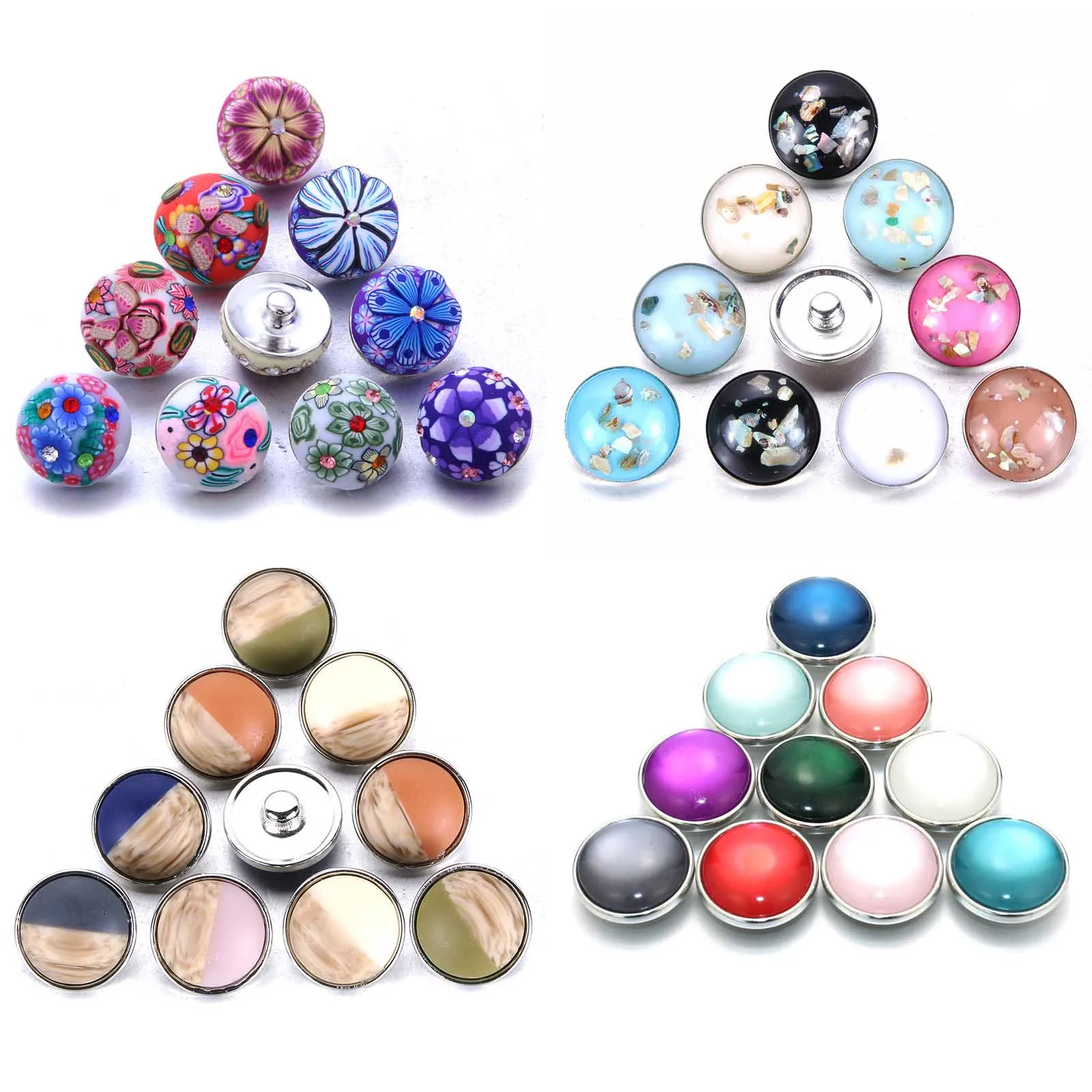 10 Pcs/lot New Snap Button Jewelry Mixed Style Ginger Resin 18mm Snap Buttons Fit Snap Bracelet Bangles Button Jewelry