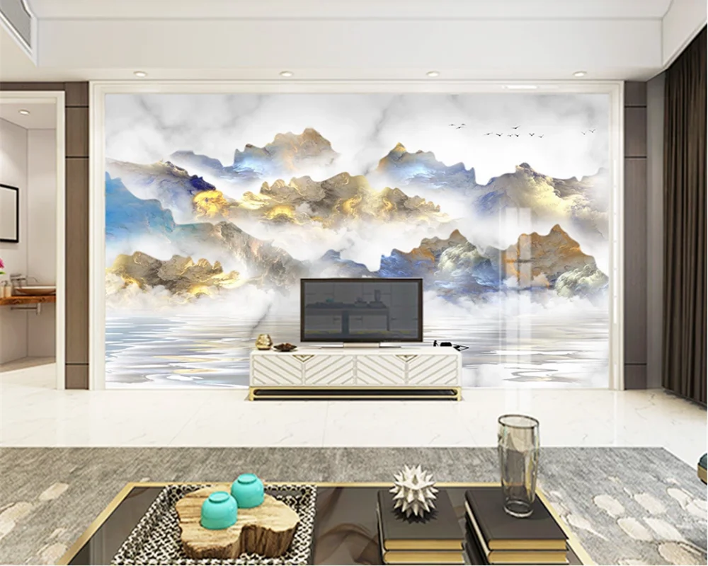 

beibehang Custom modern new Chinese style abstract ink color cloud landscape TV background wallpaper wall papers home decor