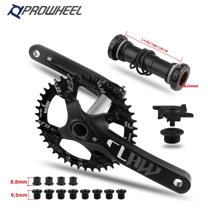 PROWHEEL korba roweru śnieżnego 170mm korba 32T/34T/36T/38T40T/42T tarcze z dolnym wspornikiem BB100/120mm Fat rowerowy mechanizm korbowy