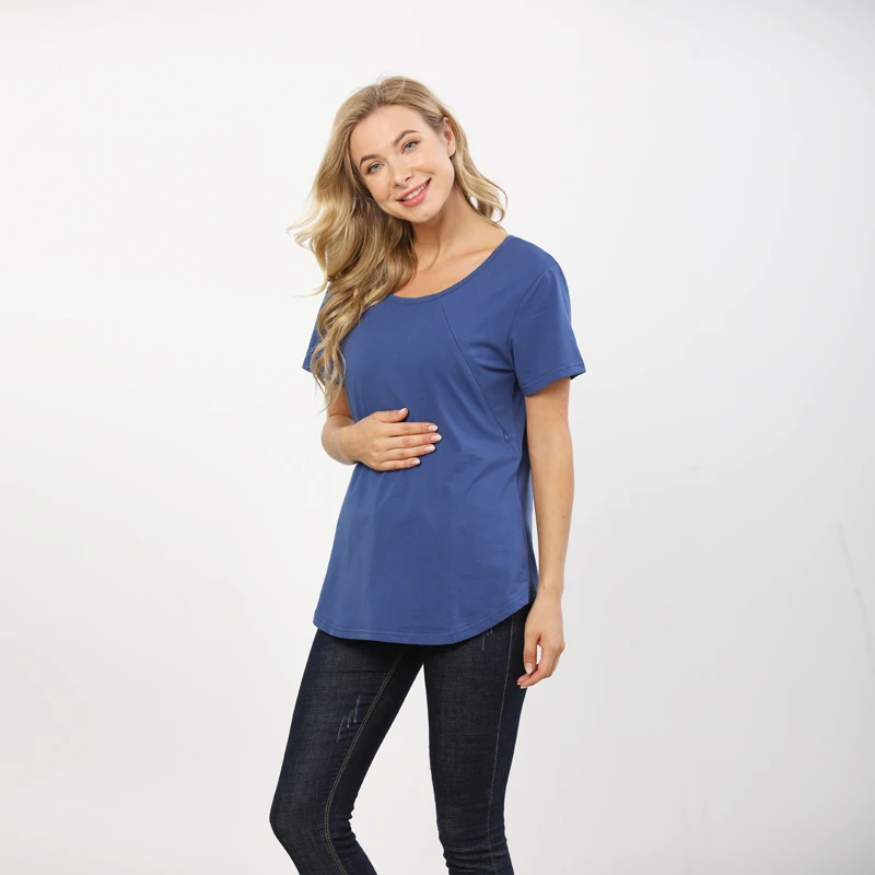 Summer Loose Big Size Maternity Top Short-Sleeved T-Shirt Breastfeeding Friendly Postpartum Nursing Wear for Pregnant Women