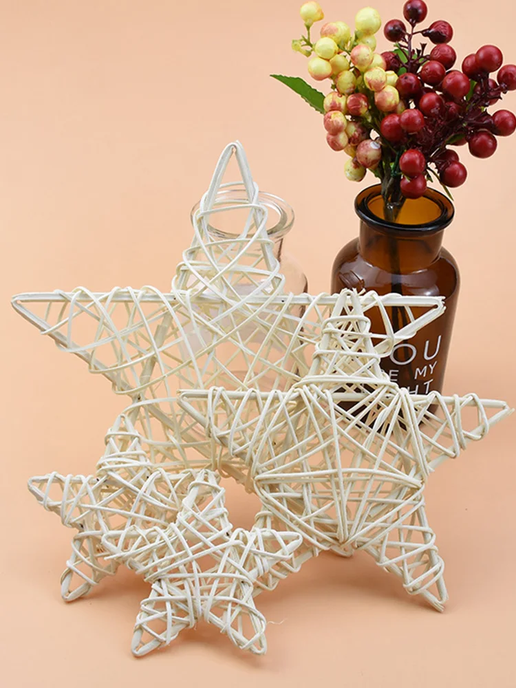 Cadre étoile en rotin 9/15/20cm, fleurs artificielles, pour la maison, bricolage, porte suspendue, couronnes murales de mariage, décoration de noël pour