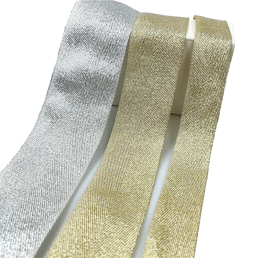 3 Yards Gold Silver Herringbone Pattern Ribbons Polyester Tape Party Decoration Apparel Sewing & Fabric Golden Satin Riband