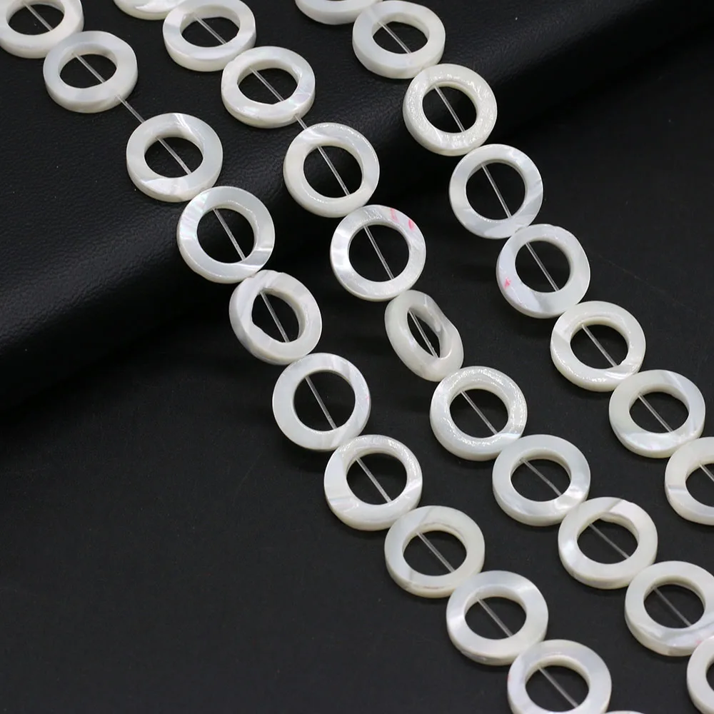 Wholesale White Shell Beads Natural Mother-of-pearl Circle Ring Shape Loose Beads for DIY Charm Necklace Earring Jewelry Making