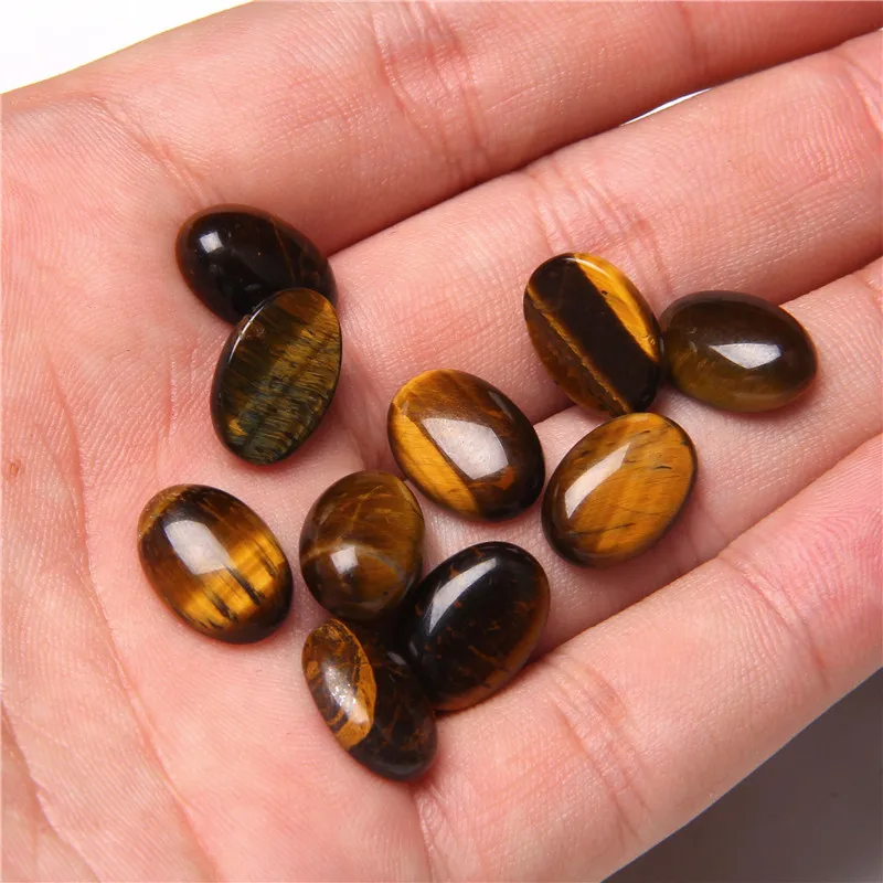 10pcs/lot Natural Stone Cabochon 8-25MM Tiger Eye Agat Oval Cameo Fit DIY Ring Earring Bracelet Necklace Making Jewelry Finding