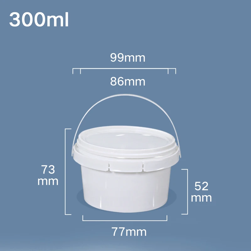 

10PCS 300ML White Clear Plastic Bucket Home Storage Box With Lid Good Sealing Packaging Container Food Grade