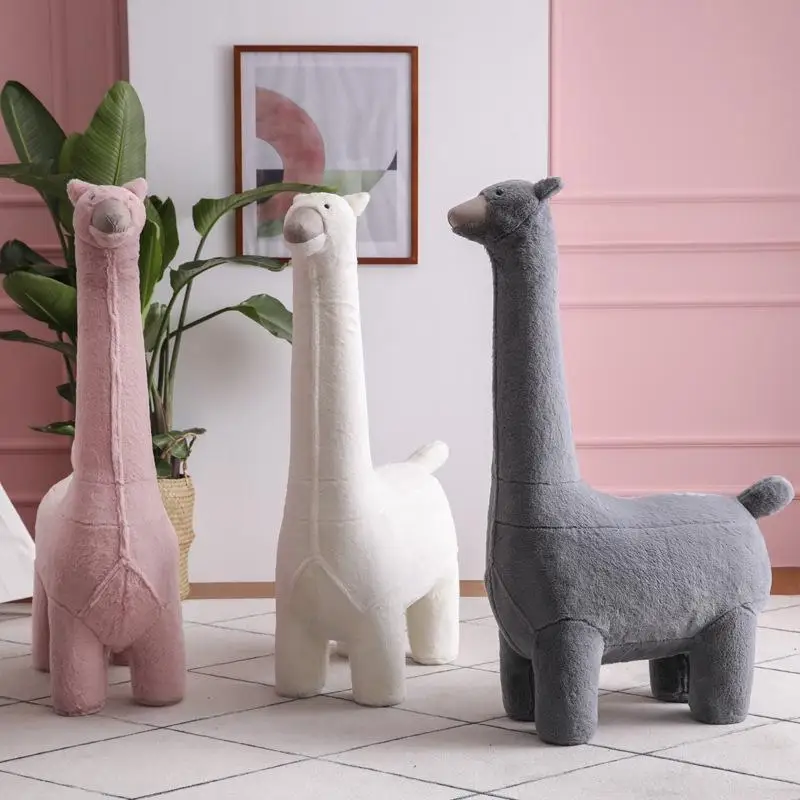 Creative super large animal alpaca shoe changing stool home furnishings holiday gift cartoon cute pet stool pouf ottoman móveis