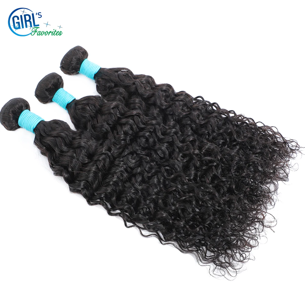 Human Hair Bundles Water Wave Bundles 28 30 Inch Brazilian Weave Pcs 3/4 Hair Extensions Free Shipping