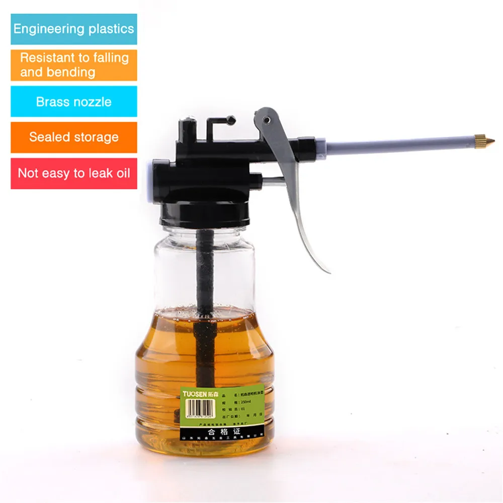 New 250ml Transparent Oil Oiler For Greasing Can Oiler Lubrication Oil Plastic Machine Pump High Pressure Pump Oiler Grease Gun