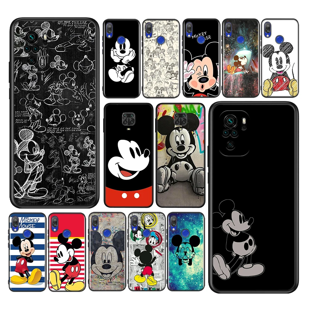 Mickey Mouse For Xiaomi Redmi Note 12 11 11T 10 9 8 7 6 5 4 Pro 5G 4G Silicone Soft Shockproof Black Phone Case