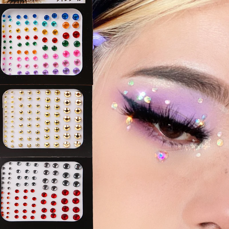 6 Colors 3D Crystal Sticker Tattoo DIY Body Brow Center Eye Sticker Forehead Face Rhinestone Sticker Adhesive  Sticker Diamond