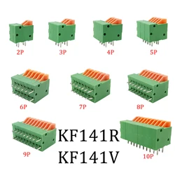 10Pcs KF141R KF141V PCB Spring Screwless Terminal Block 2.54mm 2/3/4/5/6/7/8/9/10 Pin Straight / Bent Foot PCB Mount Connector