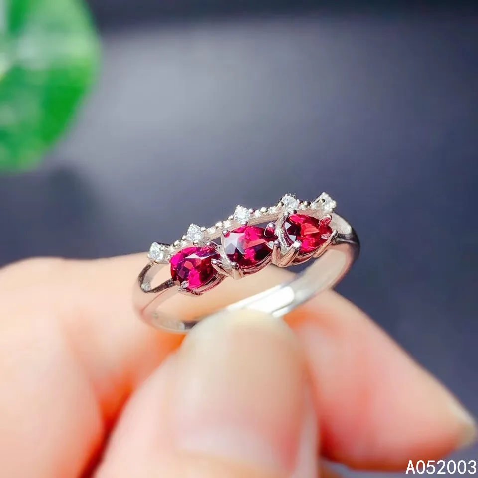 

KJJEAXCMY fine jewelry 925 sterling silver inlaid natural gemstone pink Garnet new Female crystal ring Support Detection