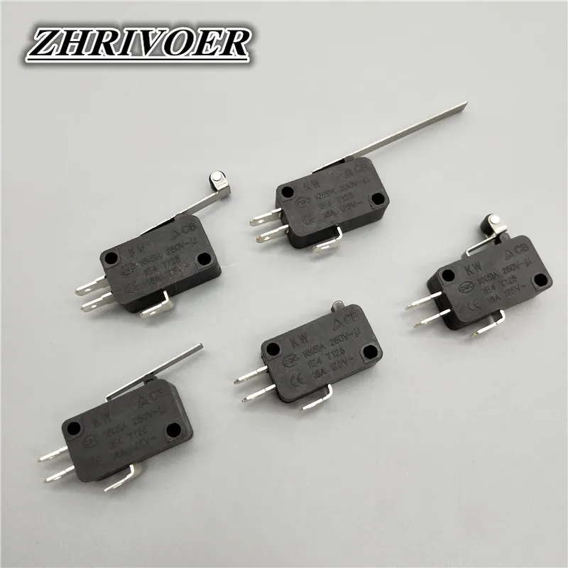 5Pcs KW7 Self-reset/Momentary Micro Switch 4.8mm Copper Contact Copper Contact Roller Long Handle Short Handle