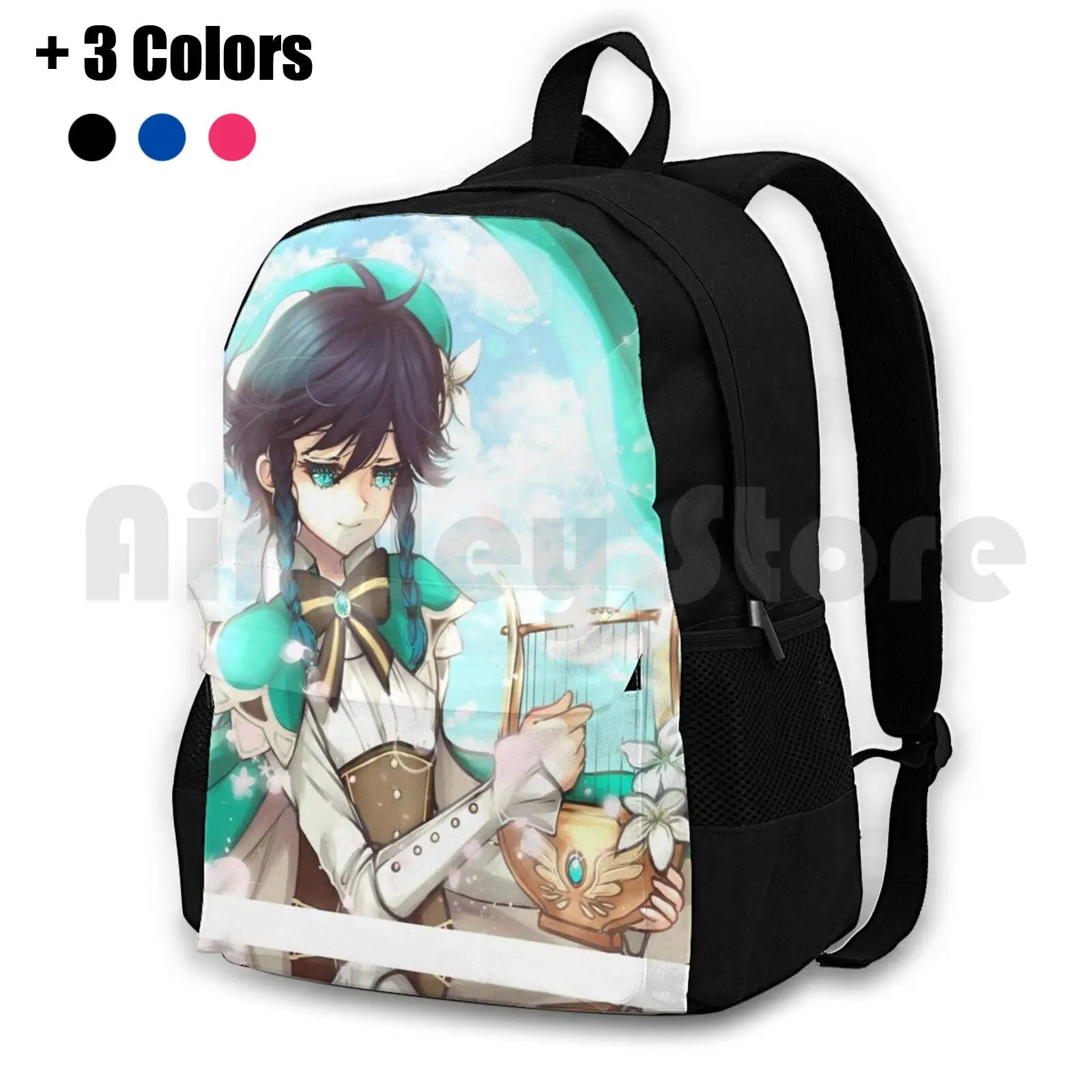 Venti From Genshin Impact Outdoor Hiking Backpack Riding Climbing Sports Bag Venti Genshin Impact Fanart Anime Azuukichan Artist