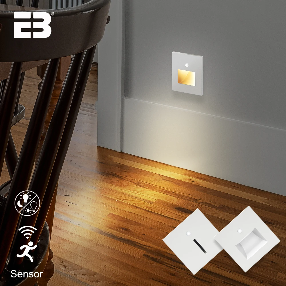 Imagem -03 - Led Embutido Wall Sconce Lamp Pir Sensor Escadas Light Step Lamp ac 90265v Cores Corredor Motion Indução Wall Light