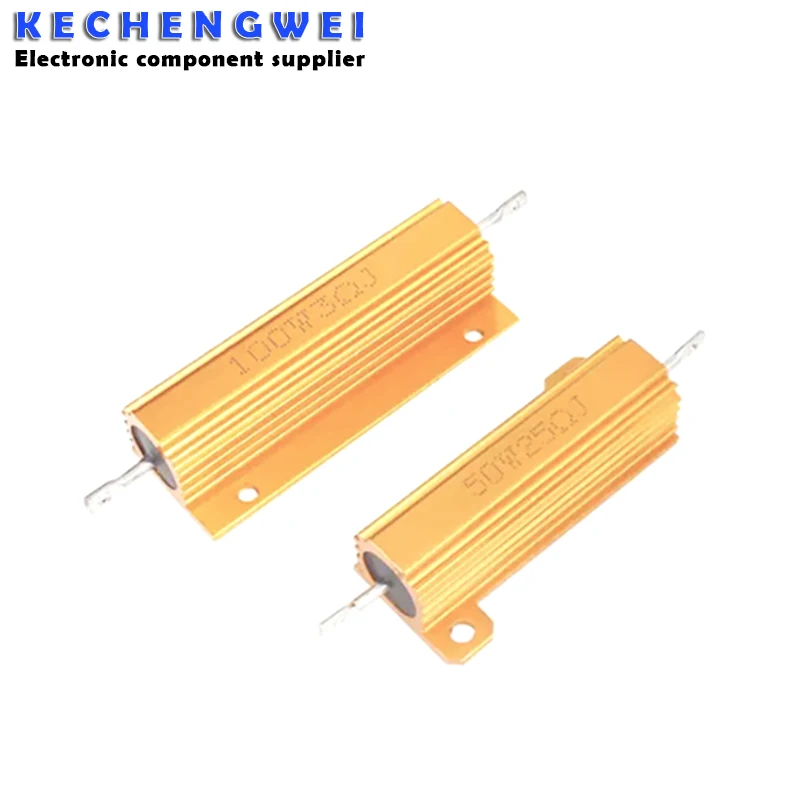 5PCS 50W 100W Aluminum Power Metal Shell Case Wirewound Resistor 0.01R ~ 100K 1 6 8 10 20 200 500 1K 10K ohm resistance RX24