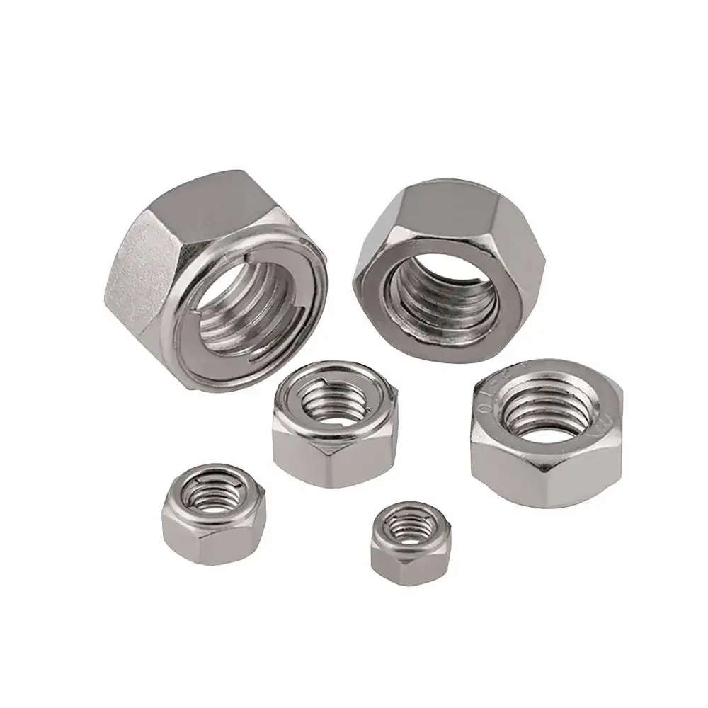 M3 M4 M5 M6 M8-M20 Hex Metal Insert Lock Nuts 304 A2 Stainless Steel GB6184 Hexagon Self Locking Nuts