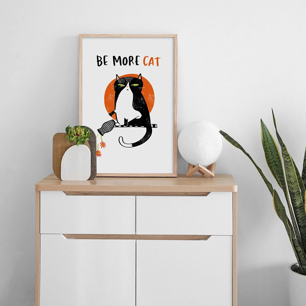 Cat Wall Print for Bedrooms Lounge Want Quote Print Vintage Painting Poster Funny Garden Canvas Painting Home Decor Frameless