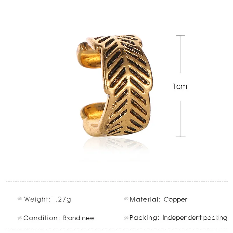 Bohemian Simple Leaf Ear Cuffs Vintage Ethnic Ear Cuff Clip Earrings For Women Climbers No Piercing Fake Cartilage Earring