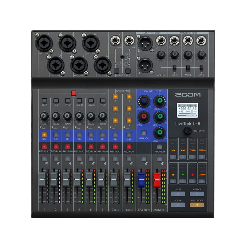 ZOOM LiveTrak L-8 Mixer/Recorder 8-Channel Mixer For Mix,Monitor And Record Professional-Sounding Podcasts And Music Performance