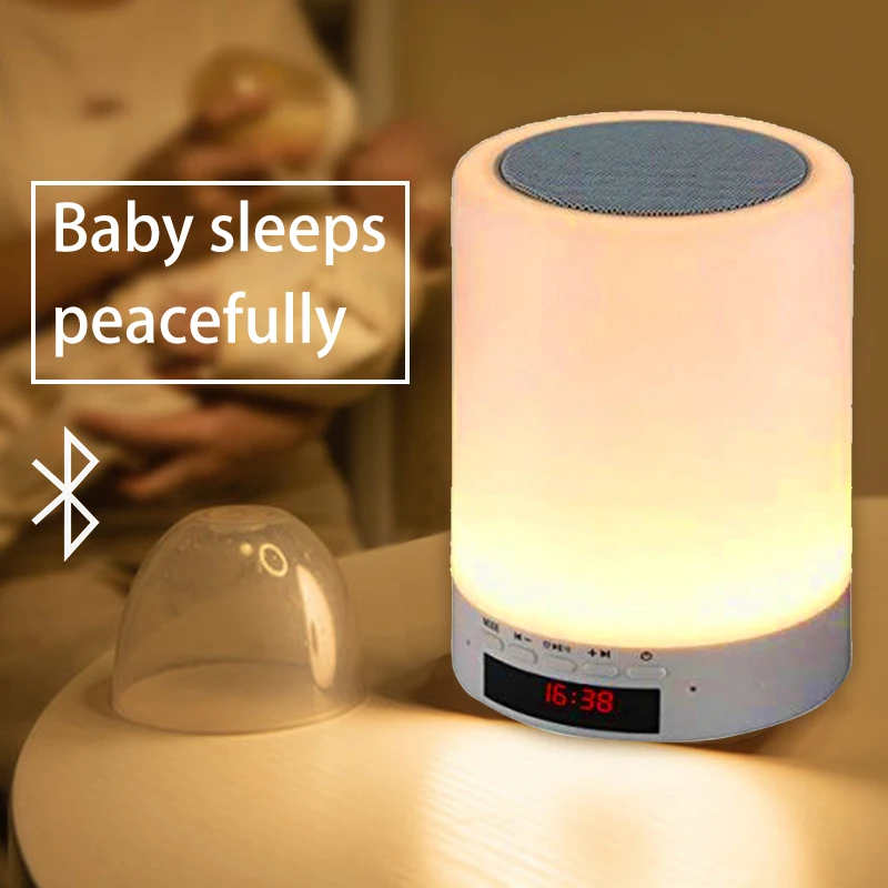 Wireless Cylinder Colorful Night Light Bluetooth-compatible Speaker Alarm Clock Home Decor lamp night light  Touch Control Lamp