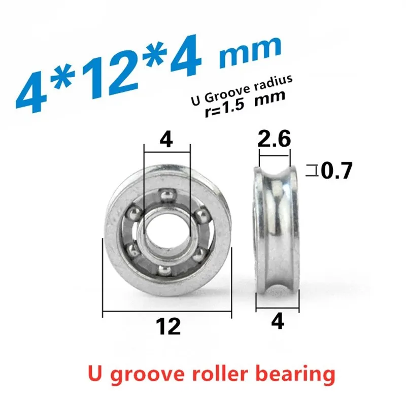 50 Stück V623 V624ZZ U623ZZ U624ZZ U604ZZ V-/U-Nut-Rollenlager 3x10x3 3x12x4 4x13x6 3x12x4 4x13x4 mm – Detail 8