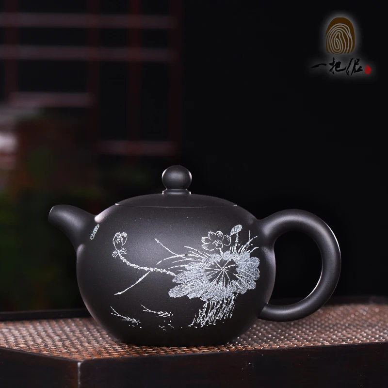 |high-end! Famous craftsman Zisha teapot Yixing black clay Kungfu teapot handmade tea set tea tasting new products