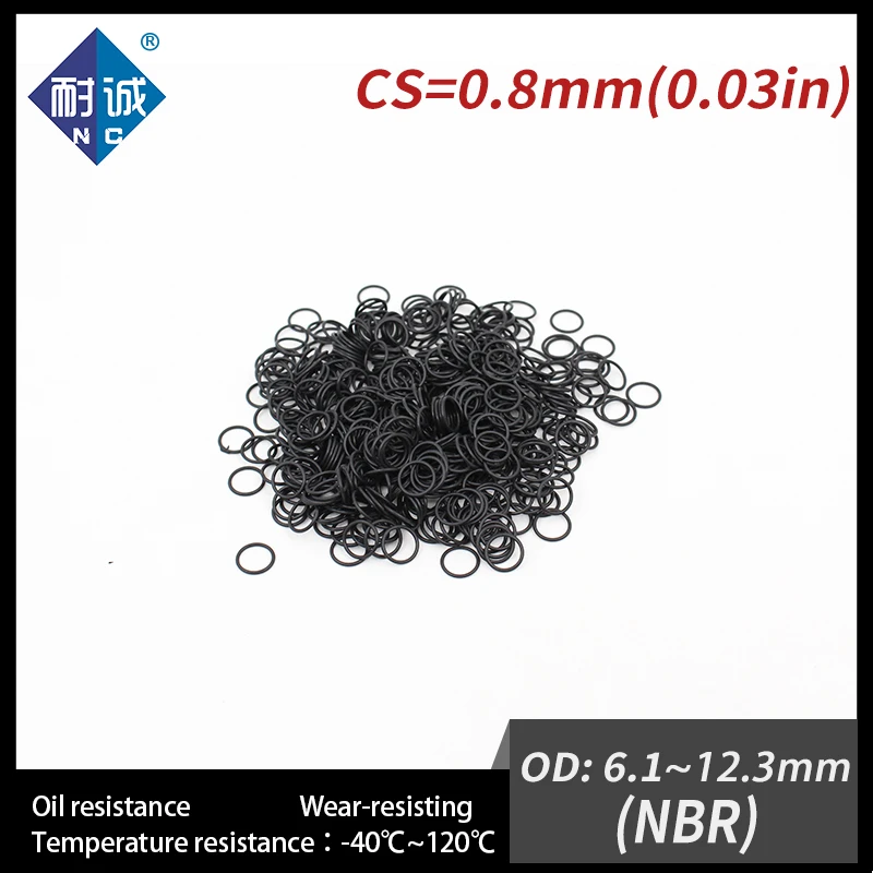 10PCS/Lo Nitrilet Rubber Black NBR CS0.8mm OD6.1/6.6/8/8.25/8.6/9.5/11.8/12.3mm O Ring Gasket Oil Resistant Waterproof  O-Ring