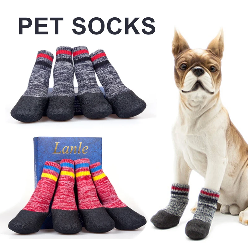 Non-slip Pet Dog Shoes Boots Waterproof Rubber Fixed Dogs Socks Pets Rain Snow Socks Footwear Feet Cover For Medium Big Dogs