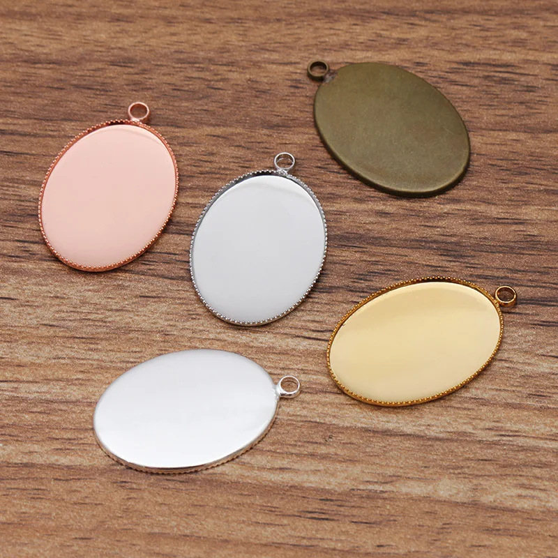 

200pcs 13x18mm 18x25mm 30x40mm Inner Size 5 Colors Oval Cameo Cabochons Base Setting Blanks Pendant Necklace Jewelry Findings