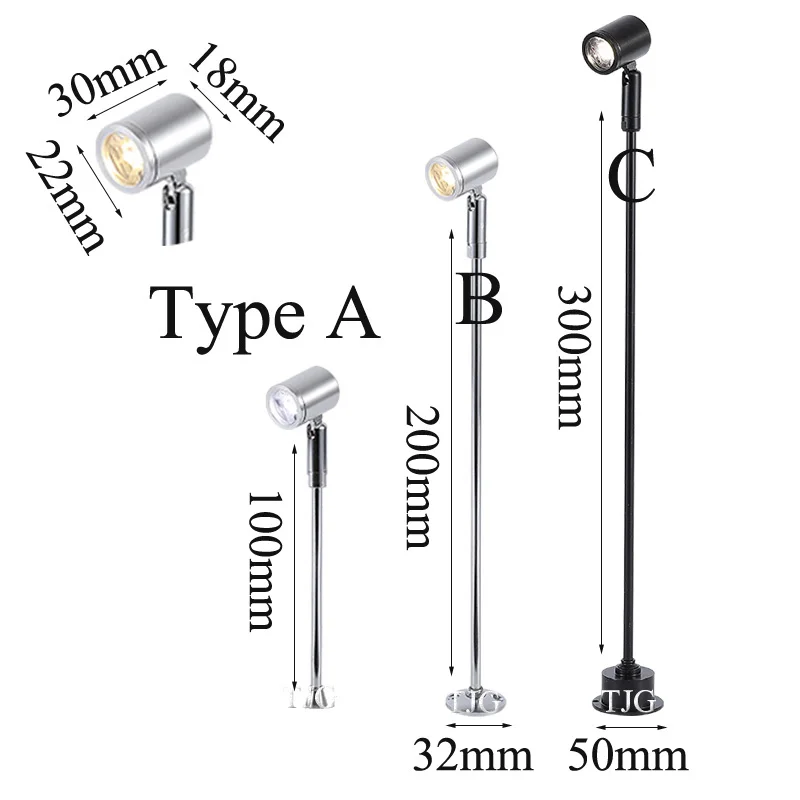 Led Showcase Light 1W 3W AC85-265V Adjustable spotlights Exhibition DC12V Led Mini Jewelry Display Light For Diamond Store